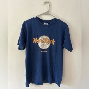 Hard Rock Cafe Save The Planet San Juan Graphic Print T Shirt Men’s Small Navy